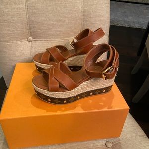 Louis Vuitton Timelapse Wedge Sandal 4CM Cognac